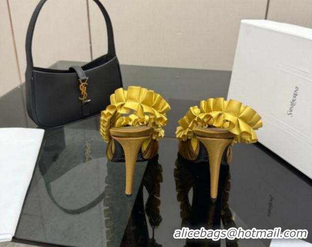 Sumptuous Saint Laurent MADELEINE Slingbacks Pump 10.5cm in Silk Taffeta Yellow 2026 867272