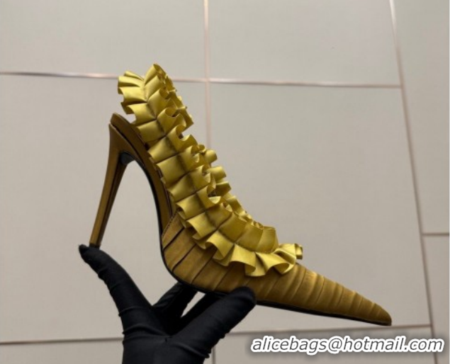 Sumptuous Saint Laurent MADELEINE Slingbacks Pump 10.5cm in Silk Taffeta Yellow 2026 867272