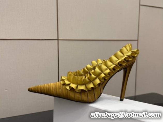 Sumptuous Saint Laurent MADELEINE Slingbacks Pump 10.5cm in Silk Taffeta Yellow 2026 867272