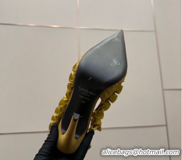 Sumptuous Saint Laurent MADELEINE Slingbacks Pump 10.5cm in Silk Taffeta Yellow 2026 867272