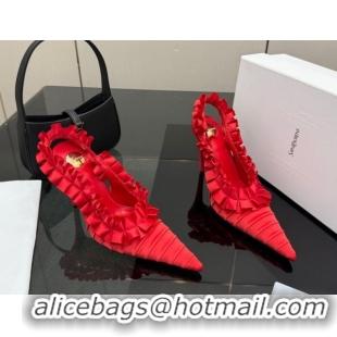Low Cost Saint Laurent MADELEINE Slingbacks Pump 10.5cm in Silk Taffeta Red2 2026 867272