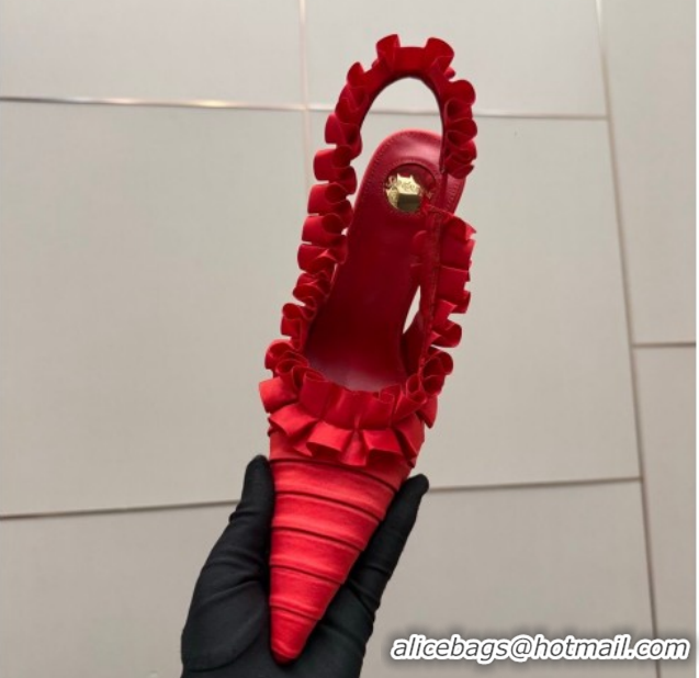 Low Cost Saint Laurent MADELEINE Slingbacks Pump 10.5cm in Silk Taffeta Red2 2026 867272