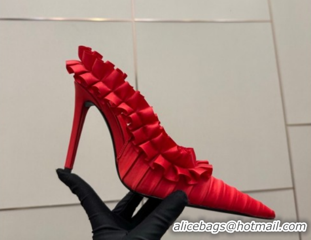 Low Cost Saint Laurent MADELEINE Slingbacks Pump 10.5cm in Silk Taffeta Red2 2026 867272