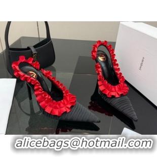 Purchase Saint Laurent MADELEINE Slingbacks Pump 10.5cm in Silk Taffeta Black/Red 2026 867272