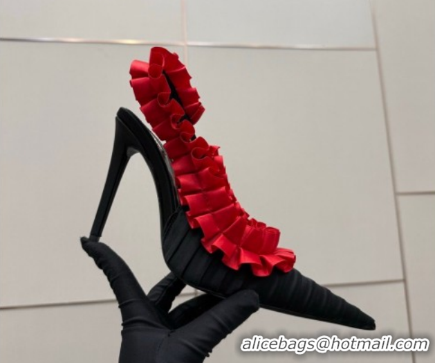 Purchase Saint Laurent MADELEINE Slingbacks Pump 10.5cm in Silk Taffeta Black/Red 2026 867272