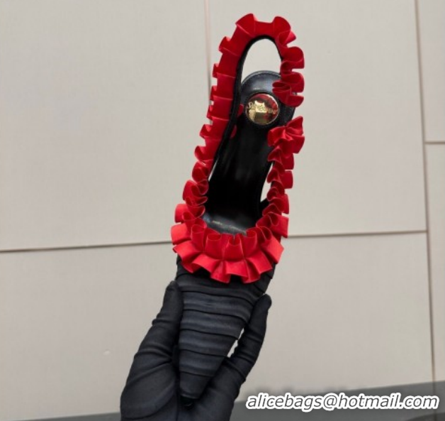 Purchase Saint Laurent MADELEINE Slingbacks Pump 10.5cm in Silk Taffeta Black/Red 2026 867272