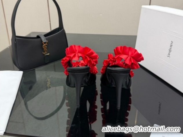 Purchase Saint Laurent MADELEINE Slingbacks Pump 10.5cm in Silk Taffeta Black/Red 2026 867272