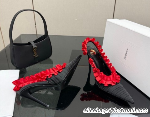 Purchase Saint Laurent MADELEINE Slingbacks Pump 10.5cm in Silk Taffeta Black/Red 2026 867272