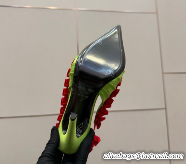 Perfect Saint Laurent MADELEINE Slingbacks Pump 10.5cm in Silk Taffeta Green/Red 2026 867272