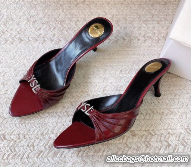 Best Price Saint Laurent Jerry Heel Slides Sandal 6cm in Shiny Leather Red 2026 8696549