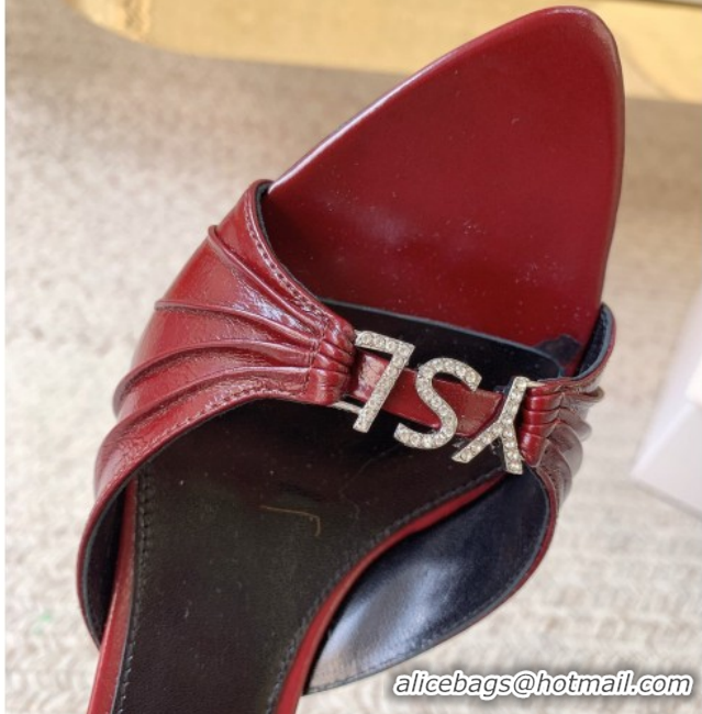 Best Price Saint Laurent Jerry Heel Slides Sandal 6cm in Shiny Leather Red 2026 8696549