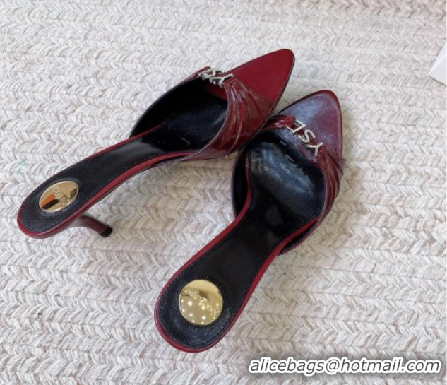 Best Price Saint Laurent Jerry Heel Slides Sandal 6cm in Shiny Leather Red 2026 8696549