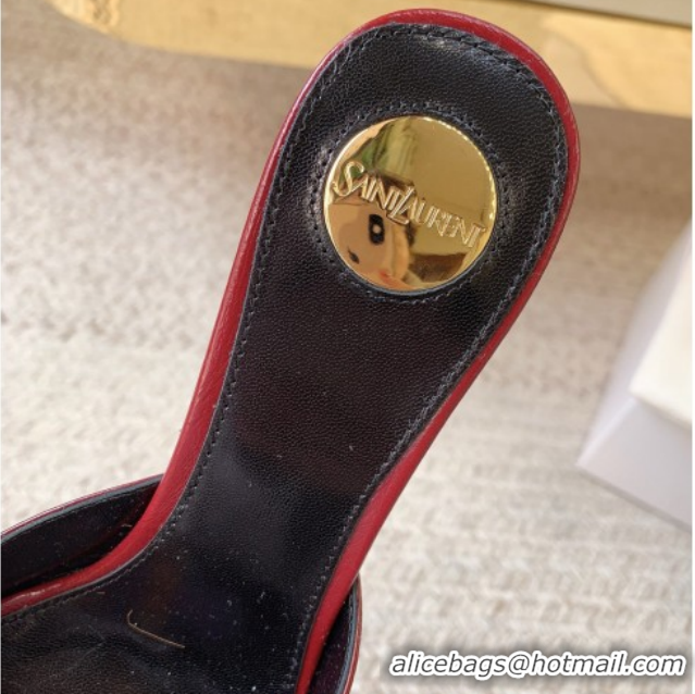Best Price Saint Laurent Jerry Heel Slides Sandal 6cm in Shiny Leather Red 2026 8696549