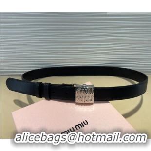 Well Crafted Miu Miu Calfskin Belt 3cm with Logo Band Buckle MM102201 Black/Silver 2024