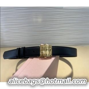 Buy Inexpensive Miu Miu Calfskin Belt 3cm with Logo Band Buckle MM102201 Black/Gold 2024