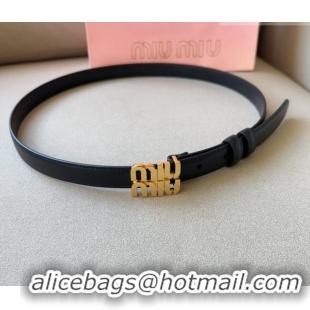 Good Looking Miu Miu Calfskin Leather Belt 2cm with Miu Buckle 1127 Black 2024