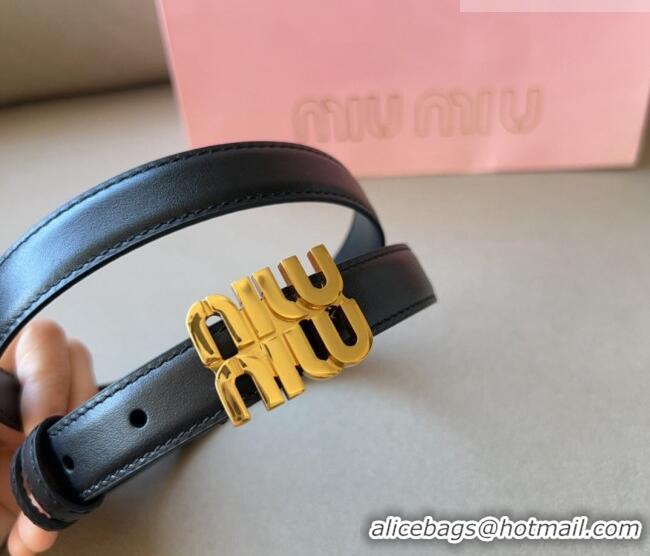 Good Looking Miu Miu Calfskin Leather Belt 2cm with Miu Buckle 1127 Black 2024