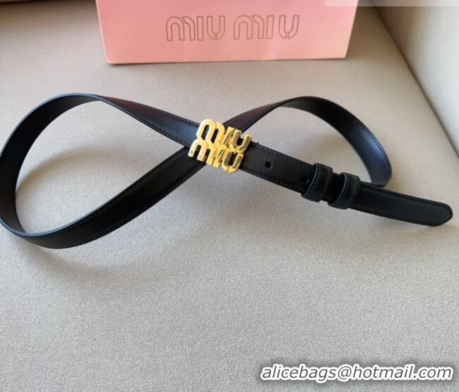 Good Looking Miu Miu Calfskin Leather Belt 2cm with Miu Buckle 1127 Black 2024