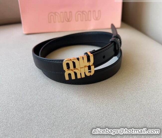 Good Looking Miu Miu Calfskin Leather Belt 2cm with Miu Buckle 1127 Black 2024