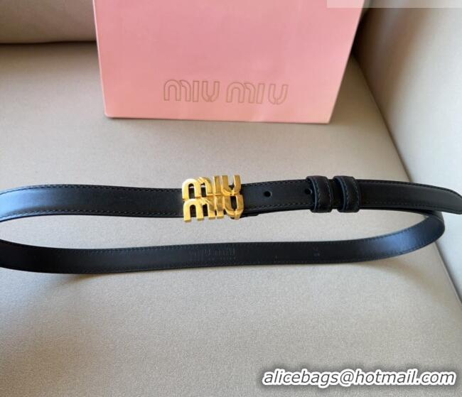 Good Looking Miu Miu Calfskin Leather Belt 2cm with Miu Buckle 1127 Black 2024