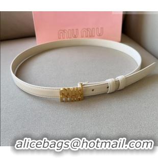 Grade Design Miu Miu Calfskin Leather Belt 2cm with Miu Buckle 1127 White 2024