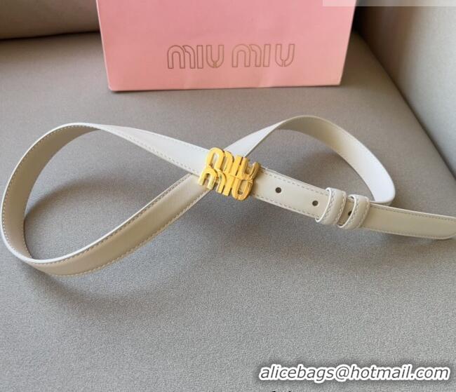 Grade Design Miu Miu Calfskin Leather Belt 2cm with Miu Buckle 1127 White 2024