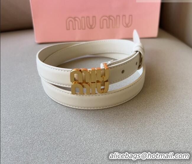 Grade Design Miu Miu Calfskin Leather Belt 2cm with Miu Buckle 1127 White 2024
