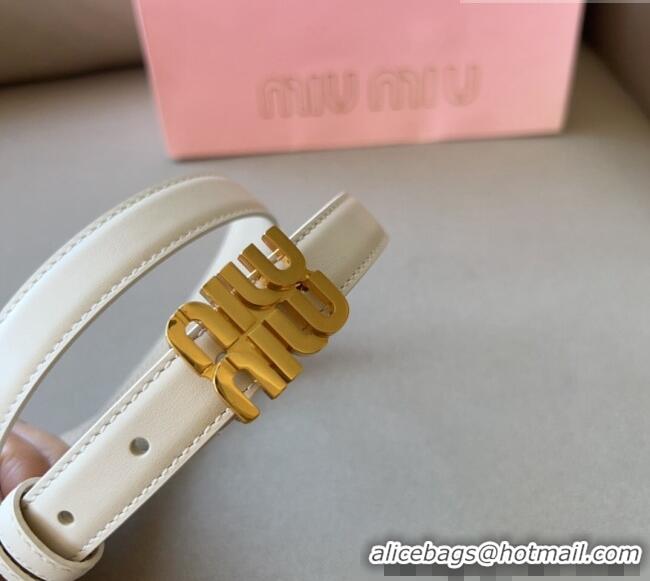 Grade Design Miu Miu Calfskin Leather Belt 2cm with Miu Buckle 1127 White 2024