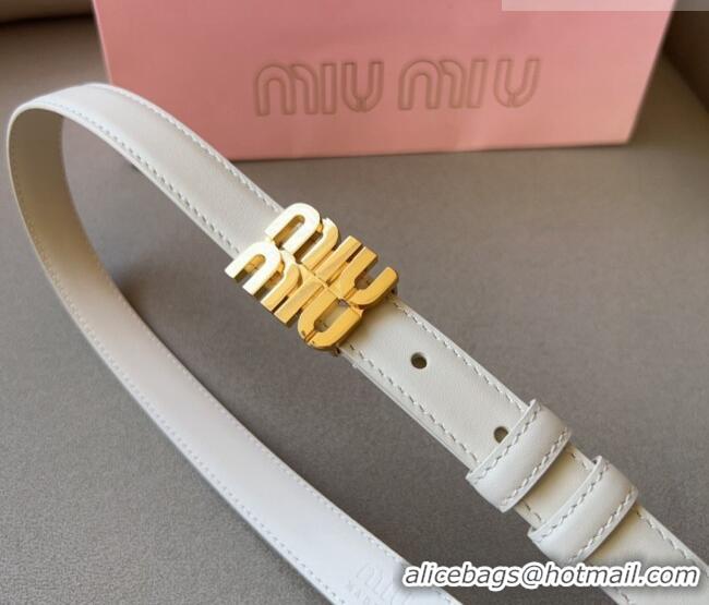 Grade Design Miu Miu Calfskin Leather Belt 2cm with Miu Buckle 1127 White 2024