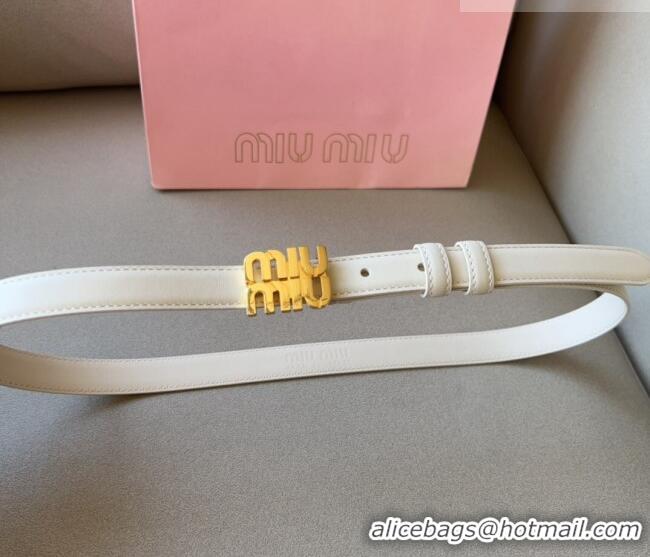 Grade Design Miu Miu Calfskin Leather Belt 2cm with Miu Buckle 1127 White 2024