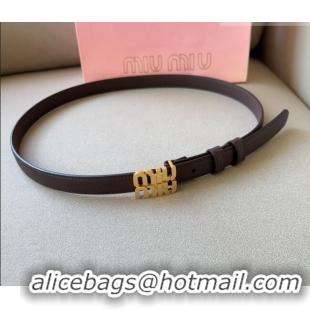 Buy Fashionable Miu Miu Calfskin Leather Belt 2cm with Miu Buckle 1127 Dark Brown 2024