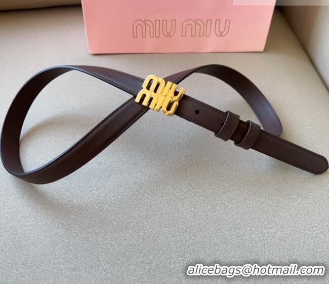 Buy Fashionable Miu Miu Calfskin Leather Belt 2cm with Miu Buckle 1127 Dark Brown 2024
