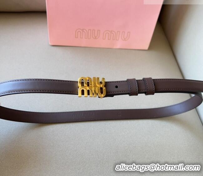Buy Fashionable Miu Miu Calfskin Leather Belt 2cm with Miu Buckle 1127 Dark Brown 2024