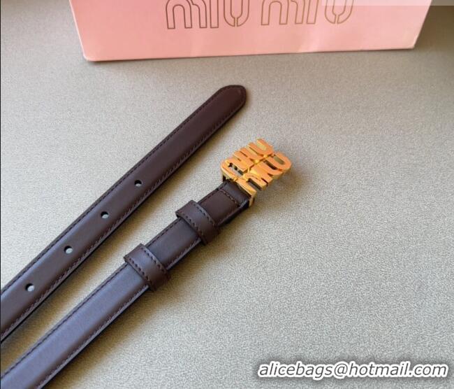 Buy Fashionable Miu Miu Calfskin Leather Belt 2cm with Miu Buckle 1127 Dark Brown 2024