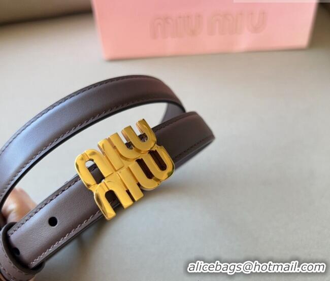 Buy Fashionable Miu Miu Calfskin Leather Belt 2cm with Miu Buckle 1127 Dark Brown 2024