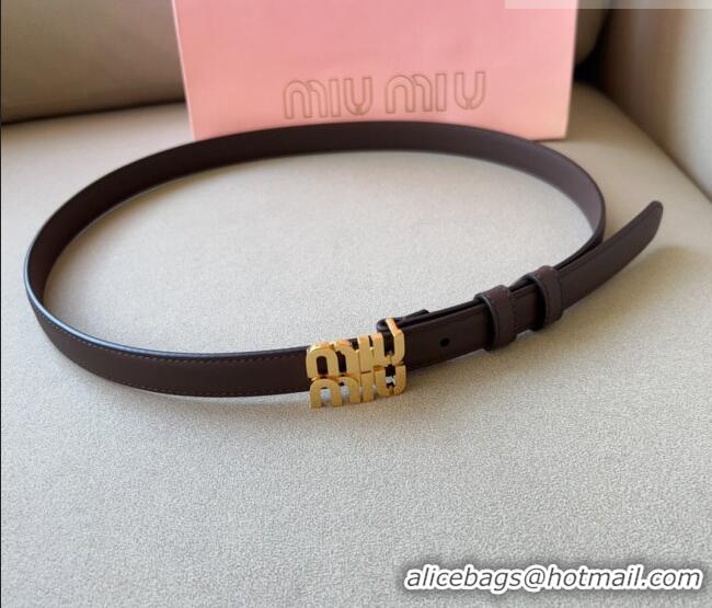 Buy Fashionable Miu Miu Calfskin Leather Belt 2cm with Miu Buckle 1127 Dark Brown 2024