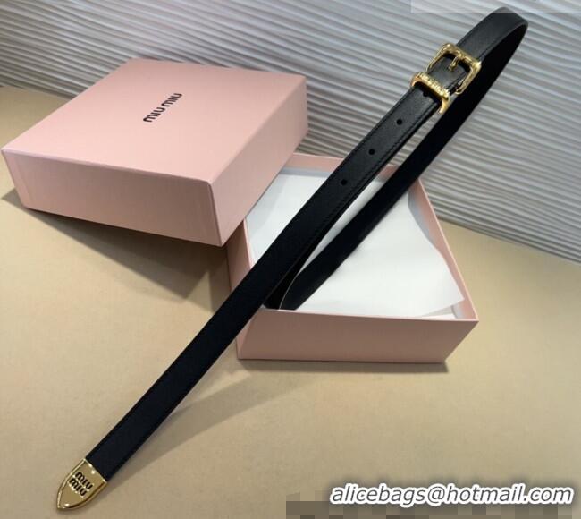 Traditional Specials Miu Miu Soft Calfskin Belt 2cm with Pin Buckle 0317 Black 2025