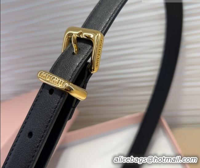 Traditional Specials Miu Miu Soft Calfskin Belt 2cm with Pin Buckle 0317 Black 2025