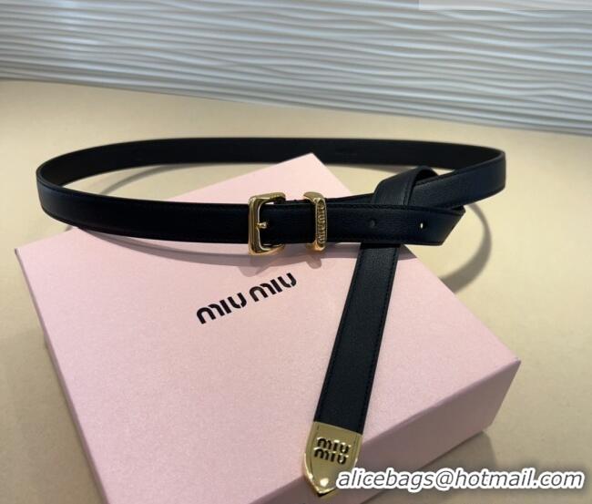 Traditional Specials Miu Miu Soft Calfskin Belt 2cm with Pin Buckle 0317 Black 2025