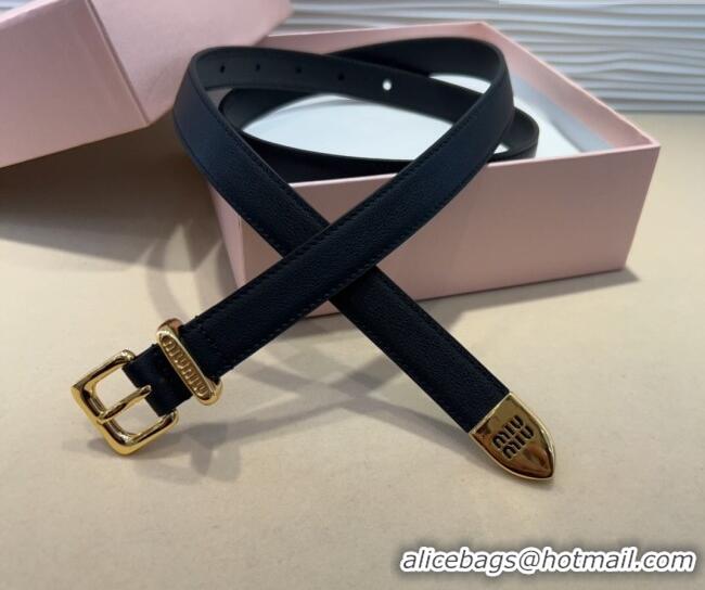 Traditional Specials Miu Miu Soft Calfskin Belt 2cm with Pin Buckle 0317 Black 2025