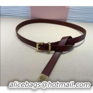 Traditional Specials Miu Miu Soft Calfskin Belt 2cm with Pin Buckle 0317 Dark Burgundy 2025