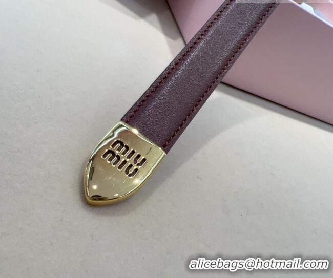 Traditional Specials Miu Miu Soft Calfskin Belt 2cm with Pin Buckle 0317 Dark Burgundy 2025