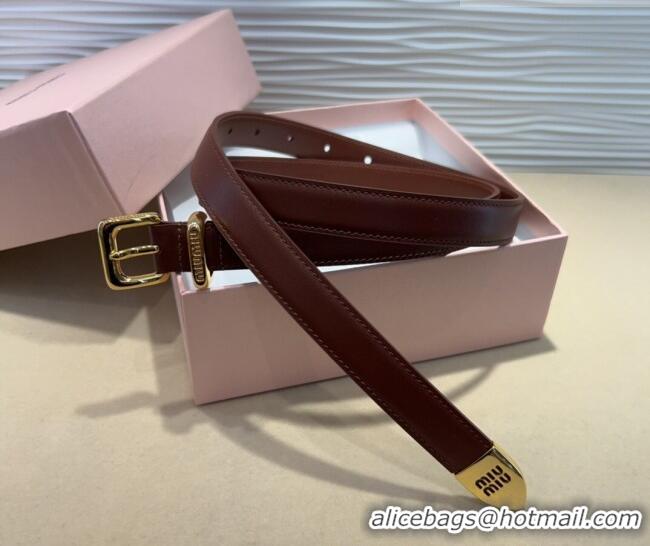 Traditional Specials Miu Miu Soft Calfskin Belt 2cm with Pin Buckle 0317 Dark Burgundy 2025