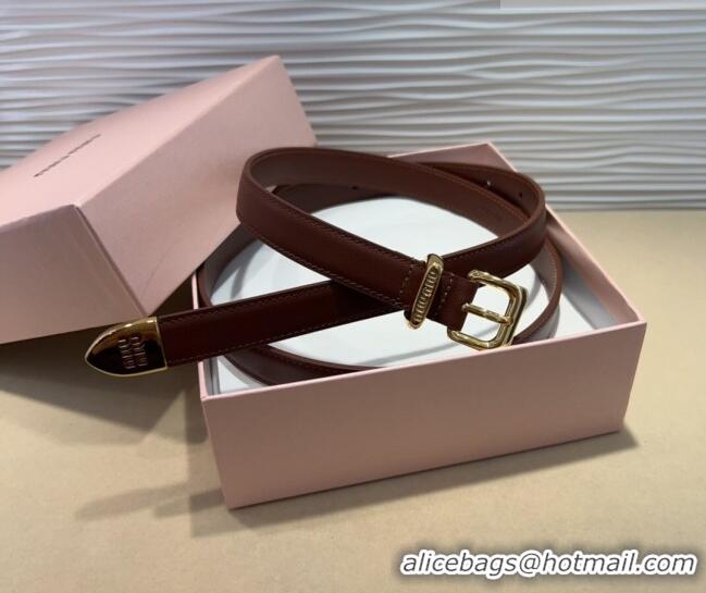 Traditional Specials Miu Miu Soft Calfskin Belt 2cm with Pin Buckle 0317 Dark Burgundy 2025