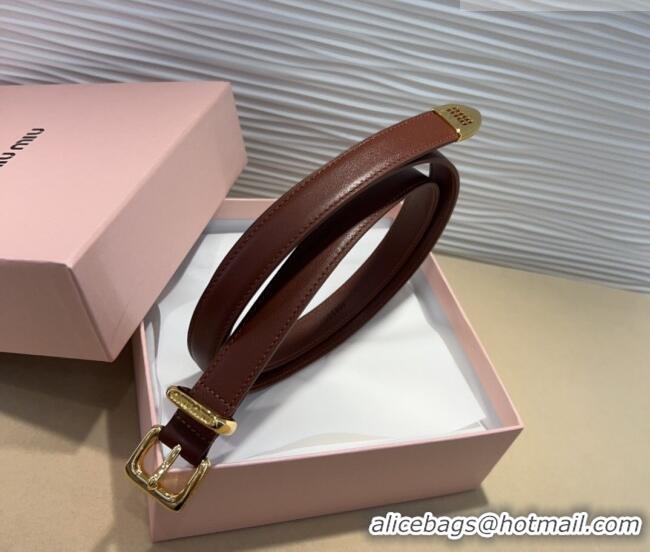 Traditional Specials Miu Miu Soft Calfskin Belt 2cm with Pin Buckle 0317 Dark Burgundy 2025