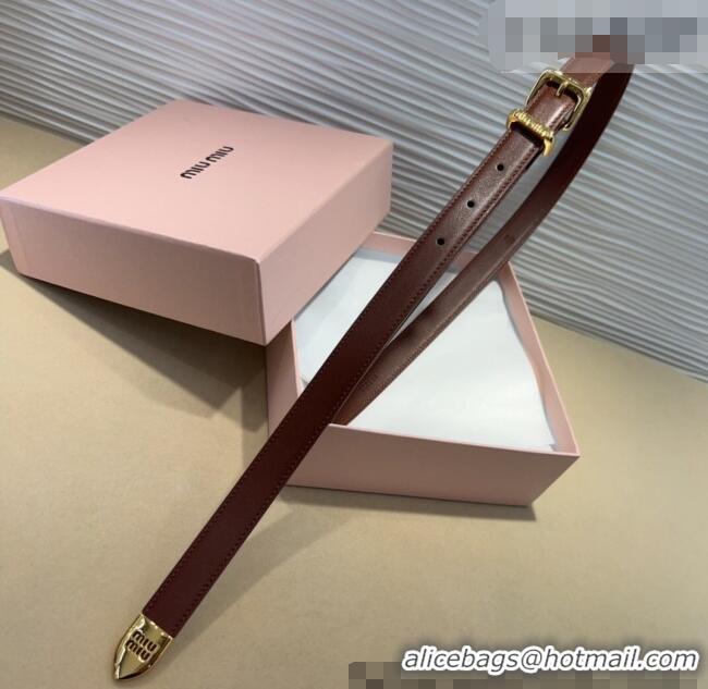 Traditional Specials Miu Miu Soft Calfskin Belt 2cm with Pin Buckle 0317 Dark Burgundy 2025
