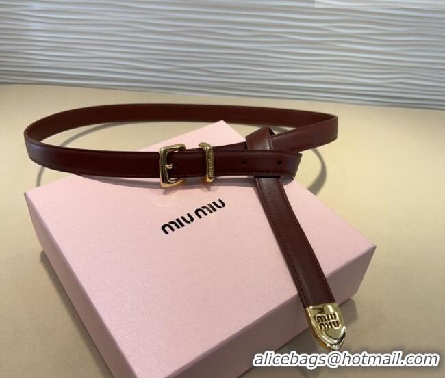 Traditional Specials Miu Miu Soft Calfskin Belt 2cm with Pin Buckle 0317 Dark Burgundy 2025
