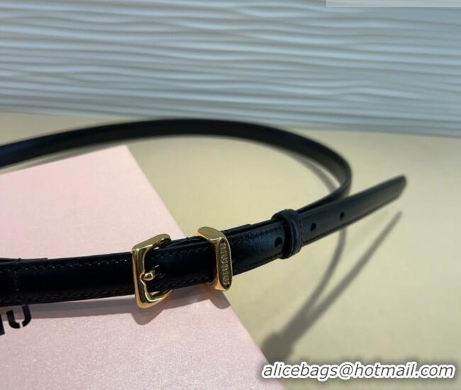 Best Quality Miu Miu Letters Charm Chain Leather Belt 1.5cm 0317 Black 2025