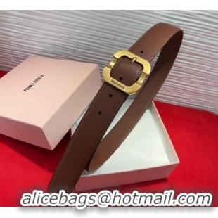 Buy Cheap Miu Miu Supple Calfskin Belt 3.4cm with Gold-Tone Square Buckle 2012025 Dark Brown 2025