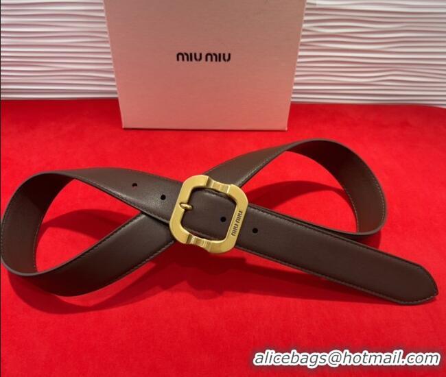 Buy Cheap Miu Miu Supple Calfskin Belt 3.4cm with Gold-Tone Square Buckle 2012025 Dark Brown 2025